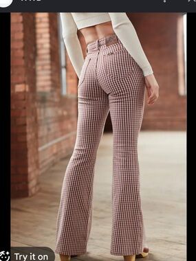 Lee Red and White Gingham Flare Pants
